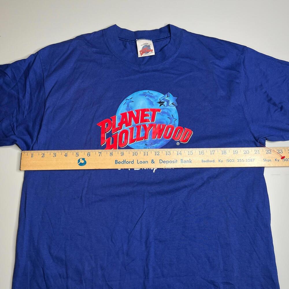 Vintage Planet Hollywood Walt Disney World T-Shirt Blue Size L Made in USA 90s T - Picture 5 of 9
